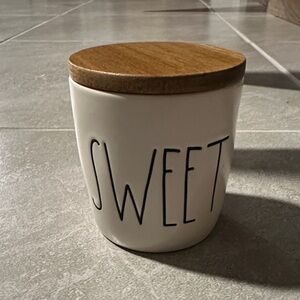 Rae Dunn Cream Ceramic Jar with Wooden Lid